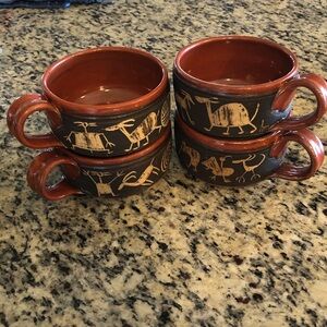 Handcrafted Brown Ceramic Mug Set